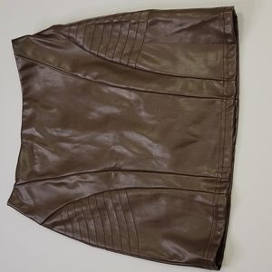 PLT Brown Faux Leather Mini Skirt SZ 4